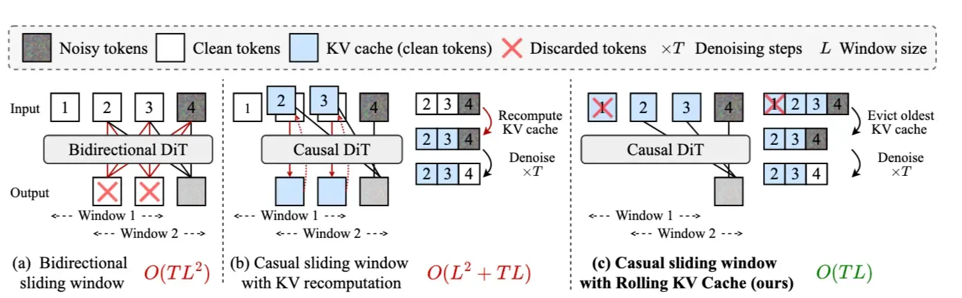 Self-Forcing rolling KV cache
